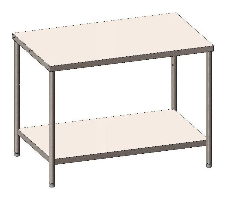 3D view of the work table with 1 under shelf